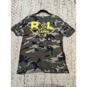 Polo Ralph Lauren Womens XL Green Camo Woodland Short Sleeve T Shirt Crew Neck